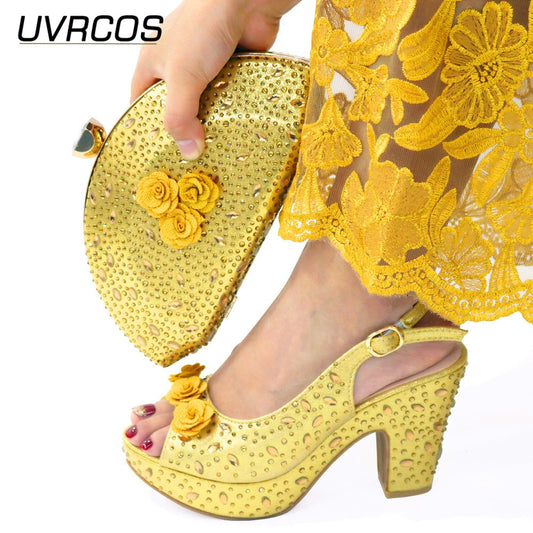 Matching Shoes & Bags: Italian Design Red Color Ladies Shoe with Matching Bag Set