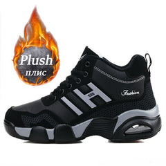 Winter Leather Boots Men Waterproof Men Sneakers Warm Trekking Work