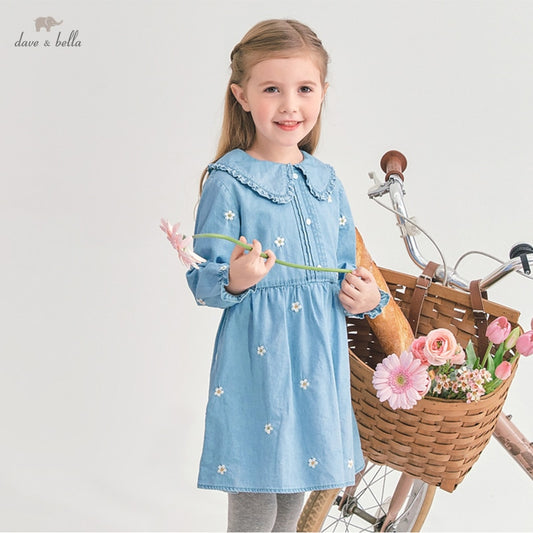 spring girl fashion 5Y-13Y floral print casual dress children sweet dress kids infant
