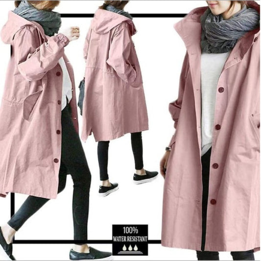Fashion Womens Trench Coats Hooded Long Spring Autumn Windproof
