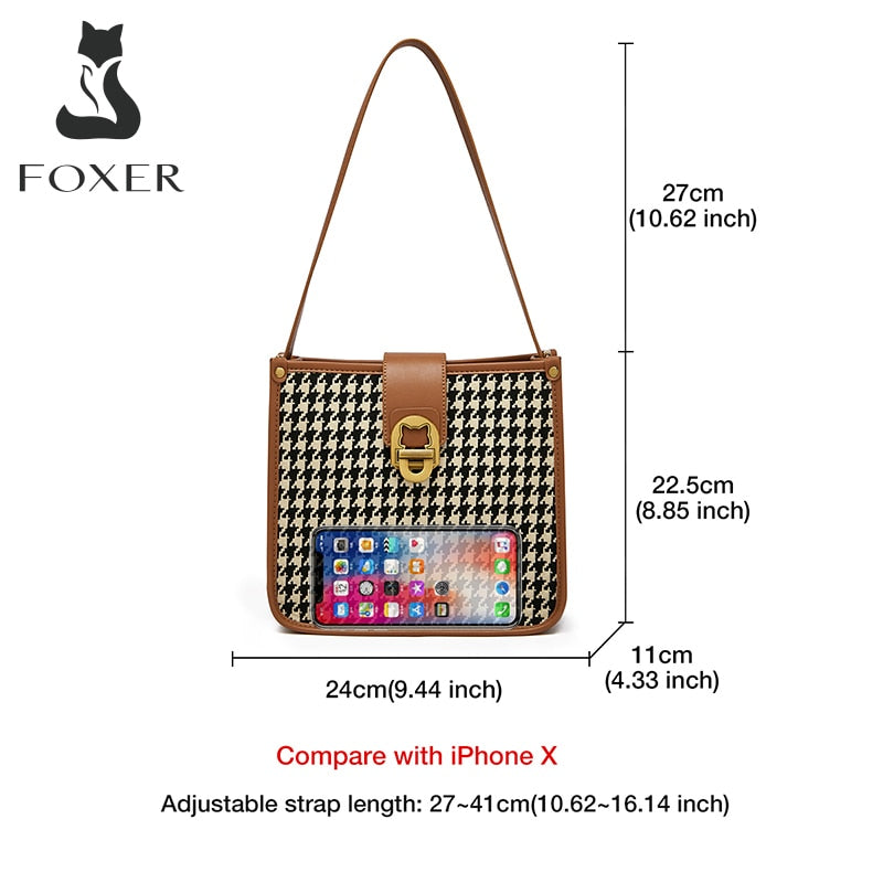 Houndstooth Commuter Shoulder Bag Autumn Large-Capacity Female Bag