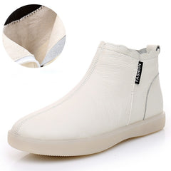 Genuine Leather Cow Women Ankle Boots Warm Fur Waterproof