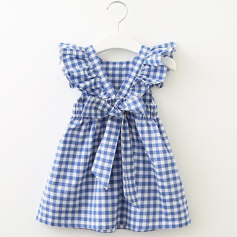 Girls Dress Strap Hollow Embroidery Casual Sleeveless Party Princess Dress