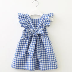 Girls Dress Strap Hollow Embroidery Casual Sleeveless Party Princess Dress
