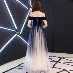Homecoming Dresses: Navy blue elegant Prom party Dresses dress evening long