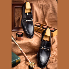 Fashion Black Color Slip-On Genuine Leather Mens Loafers Shoes Luxury