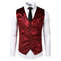 Gold Steampunk Vest Men Suit Gilet Homme Wedding Sleeveless Slim Fit