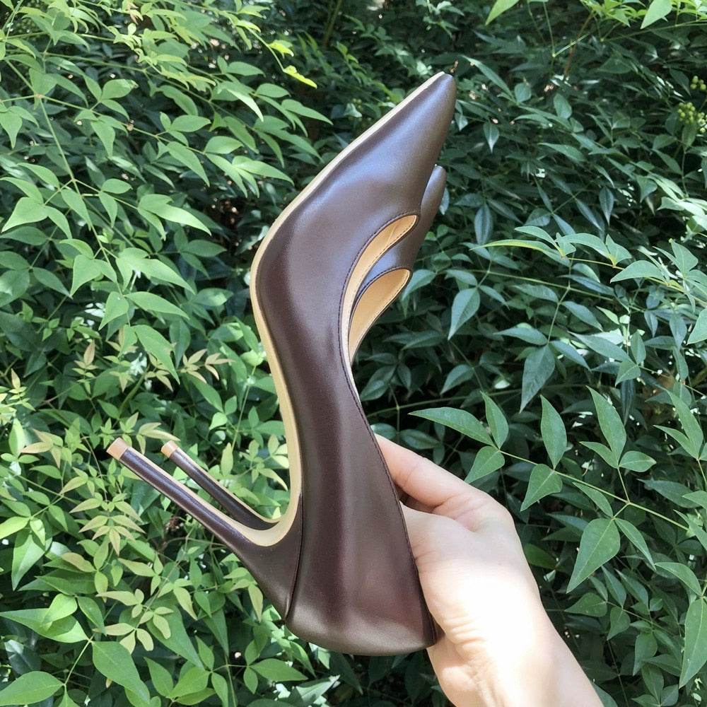 Dark Brown Matte Women Stilettos High Heels Elegant OL Ladies