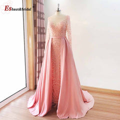 Evening wear Dresses: Evening Night Dress for Women Muslim O Neck Long Sleeves