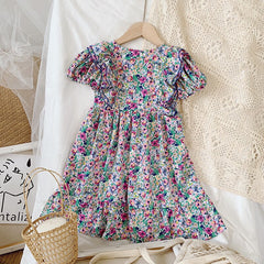 Girls Dress Strap Hollow Embroidery Casual Sleeveless Party Princess Dress