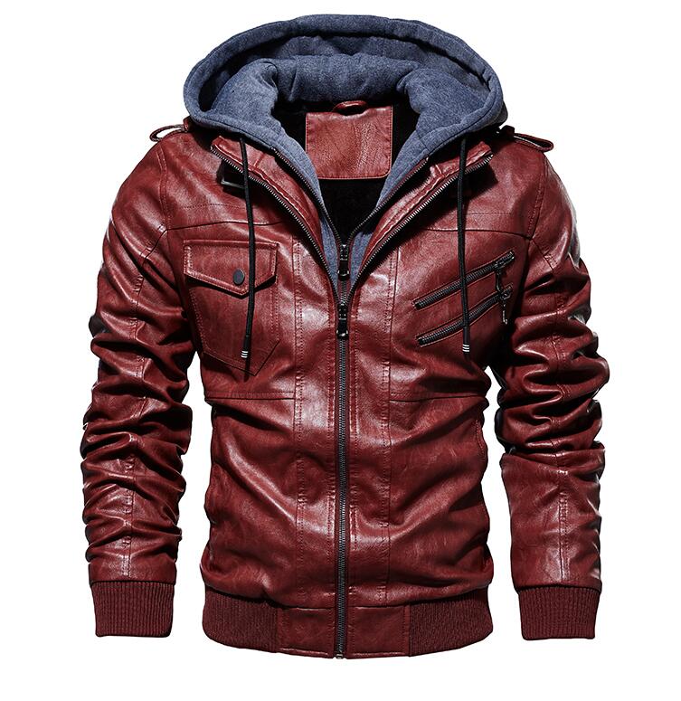 Men's Winter Warm Fleece Jackets and Coats Autumn Men Hat Detachable Leather