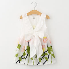 Girls Dress Strap Hollow Embroidery Casual Sleeveless Party Princess Dress