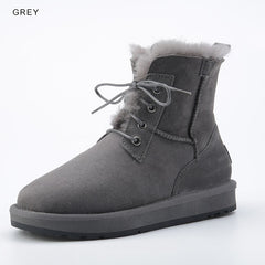 Fashion Leather Natural Wool Fur Lined Women