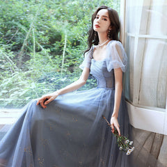 Homecoming Dresses: Square Collar Prom Dresses A-line Floor Length Gowns