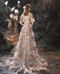 Homecoming Dresses: Evening Dresses Long Dress Colorful Tulle Short Sleeve