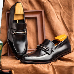Fashion Black Color Slip-On Genuine Leather Mens Loafers Shoes Luxury