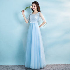 Evening wear Dresses: O Neck Tulle Evening Dresses Long Crystal Beading Prom