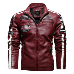 Fashion Casual Leather Embroidered Aviator Jacket In Winter Velvet Pu Jacket