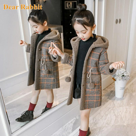 Fashion Design Autumn Winter parka Girl Hairy clothes Long Woolen Coat