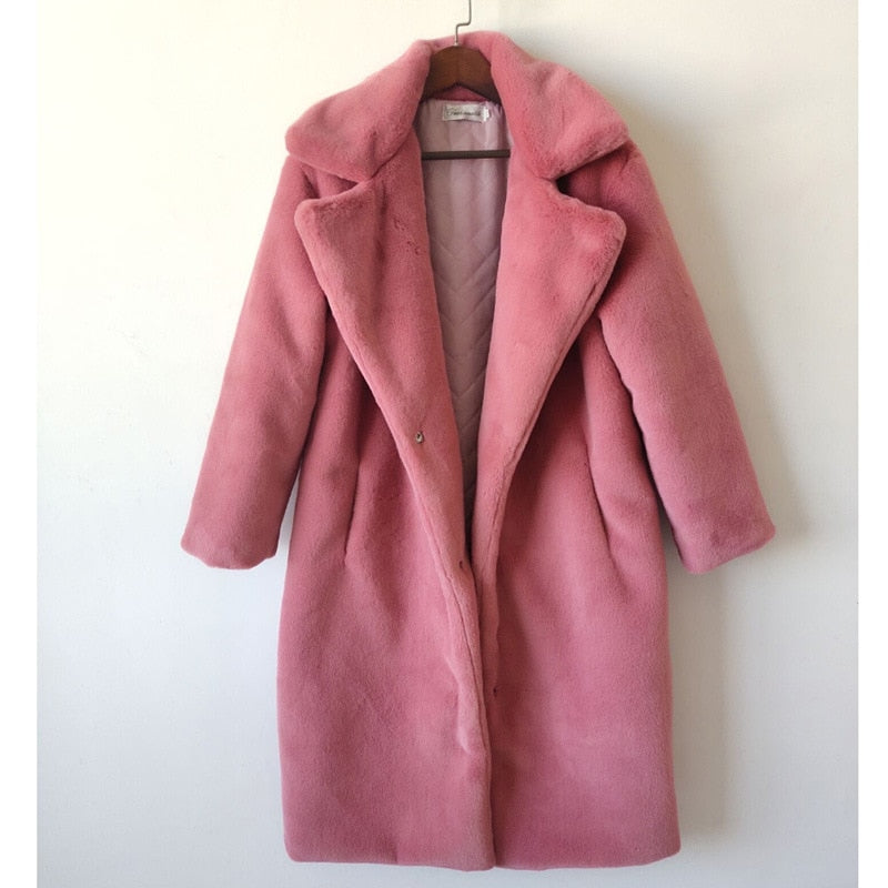 Women Winter Warm Faux Fur Coat Thick Women Long Coat