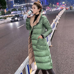 Women Double Sided Down Long Jacket Winter 90% White - 90shopping Co LLC