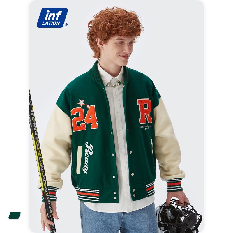 Vintage Baseball Jacket Men Oversized Bomber Jacket Casual
