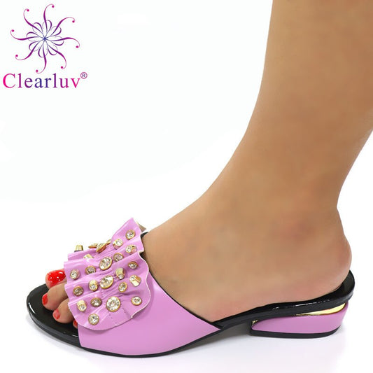 Latest Design Nigerian Party Pump Italian High Heels Autumn Slipper