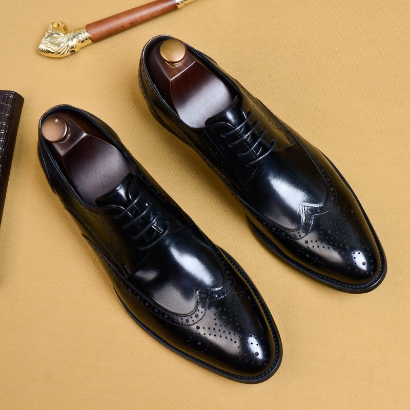 Men Dress Handmade Shoes Genuine Leather Male Oxford