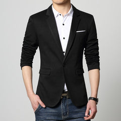 Slim Fit Casual jacket Cotton Men Blazer Jacket Single Button Gray Mens Suit