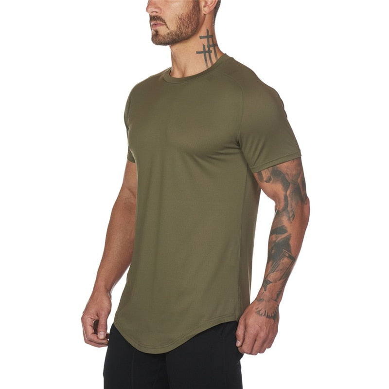 Mesh T-Shirt Clothing Tight Gym Mens Summer Brand Tops Tees Homme
