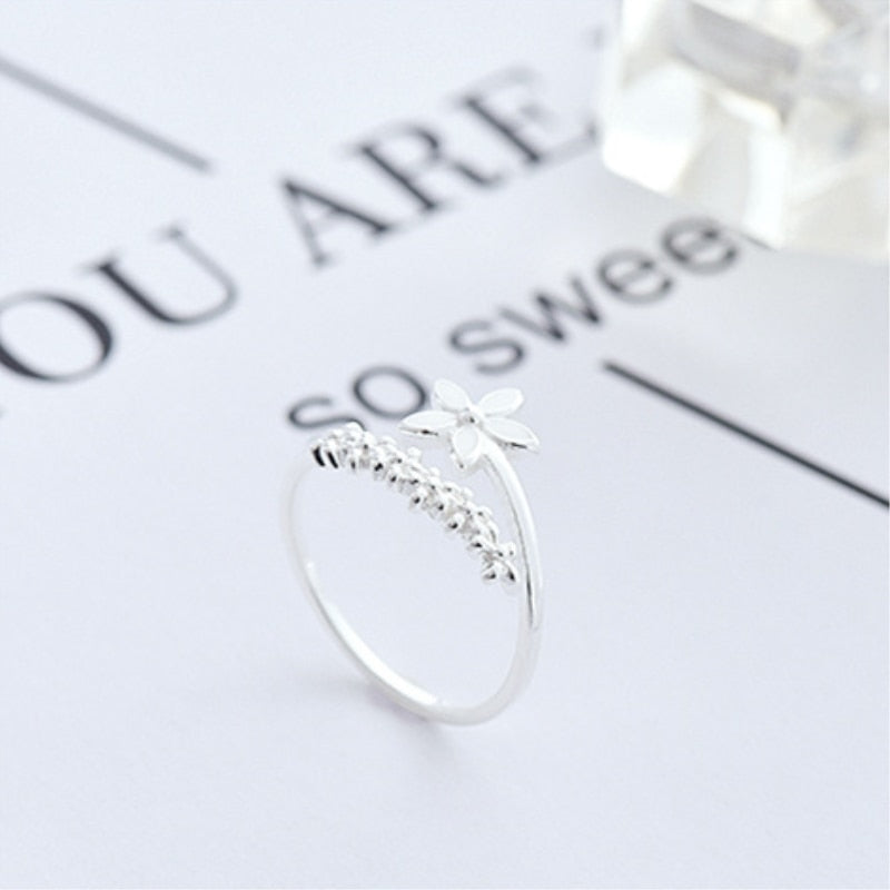 Fresh Flower Silver Color Temperament Personality Literary Fashion Gift Korean