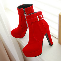 Female Boots Women Boots Winter Buckle Super High Heel Ankle Boots Zipper