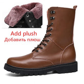 Large Size Motorcycle Boots Men Winter Shoes Warm Waterproof Men Leather Boot