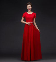 Evening wear Dresses: Wine Red Formal Long Plus Size Vestidos Neckline