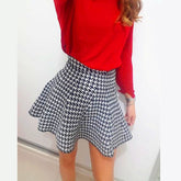 Spring Autumn Korean Women Skirt Knitting Woolen Midi Skirt Ladies High Waist Casual Pleated Elastic Flared Skirts Womens