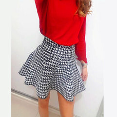Spring Autumn Korean Women Skirt Knitting Woolen Midi Skirt Ladies High Waist Casual Pleated Elastic Flared Skirts Womens