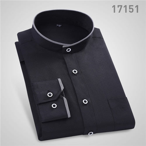 Fashion Stand Collar Long Sleeve Slim Fit soft comfortable men dress shirts