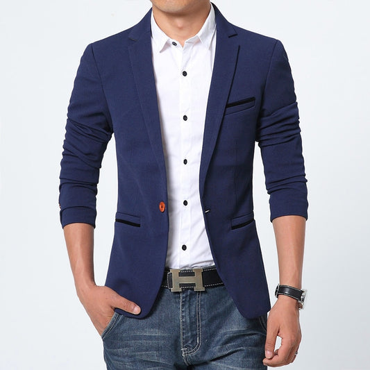 Men Blazer Spring Fashion Brand Slim Fit Men