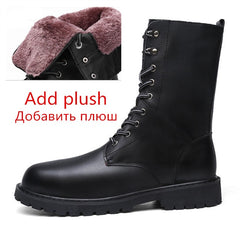 Large Size Motorcycle Boots Men Winter Shoes Warm Waterproof Men Leather Boot