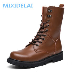 Large Size Motorcycle Boots Men Winter Shoes Warm Waterproof Men Leather Boot