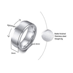 6/8mm Spinner Ring for Men Stress Release Accessory Classic Stainless