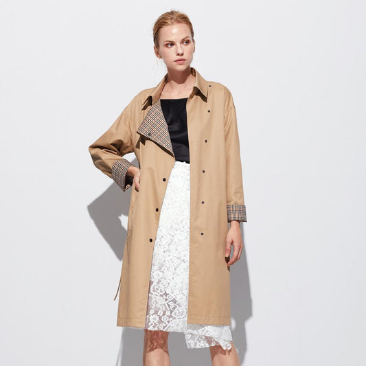 spring and autumn long casual windbreaker women's jacket