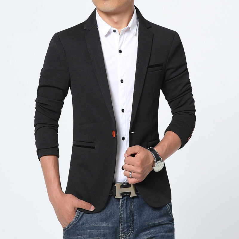 Men Blazer Spring Fashion Brand Slim Fit Men