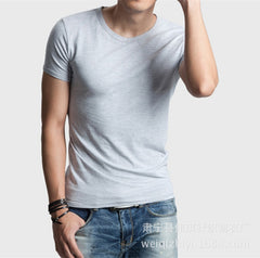 Brand Men's T Shirt Pure Color Lycra Cotton Short Sleeved