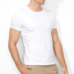 Brand Men's T Shirt Pure Color Lycra Cotton Short Sleeved