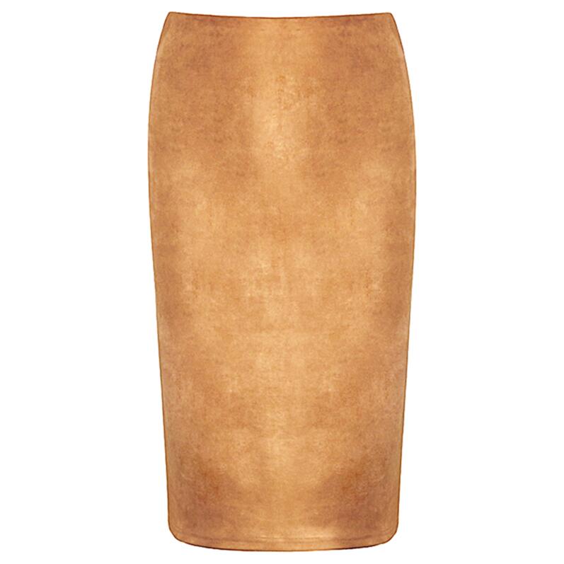 Winter Women Midi Pencil Skirt High Waist Gray Pink