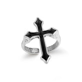 1PC Vintage Black Big Cross Open Ring For Women Party Jewelry
