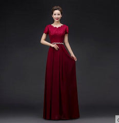 Evening wear Dresses: Wine Red Formal Long Plus Size Vestidos Neckline