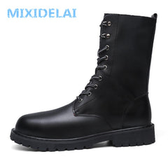 Large Size Motorcycle Boots Men Winter Shoes Warm Waterproof Men Leather Boot