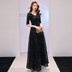 Evening wear Dresses: Red Evening Dresses Long Elegant V-neck A-line